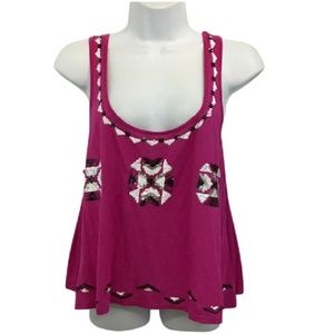 Embellished Racerback Fuschia Xl Blouse